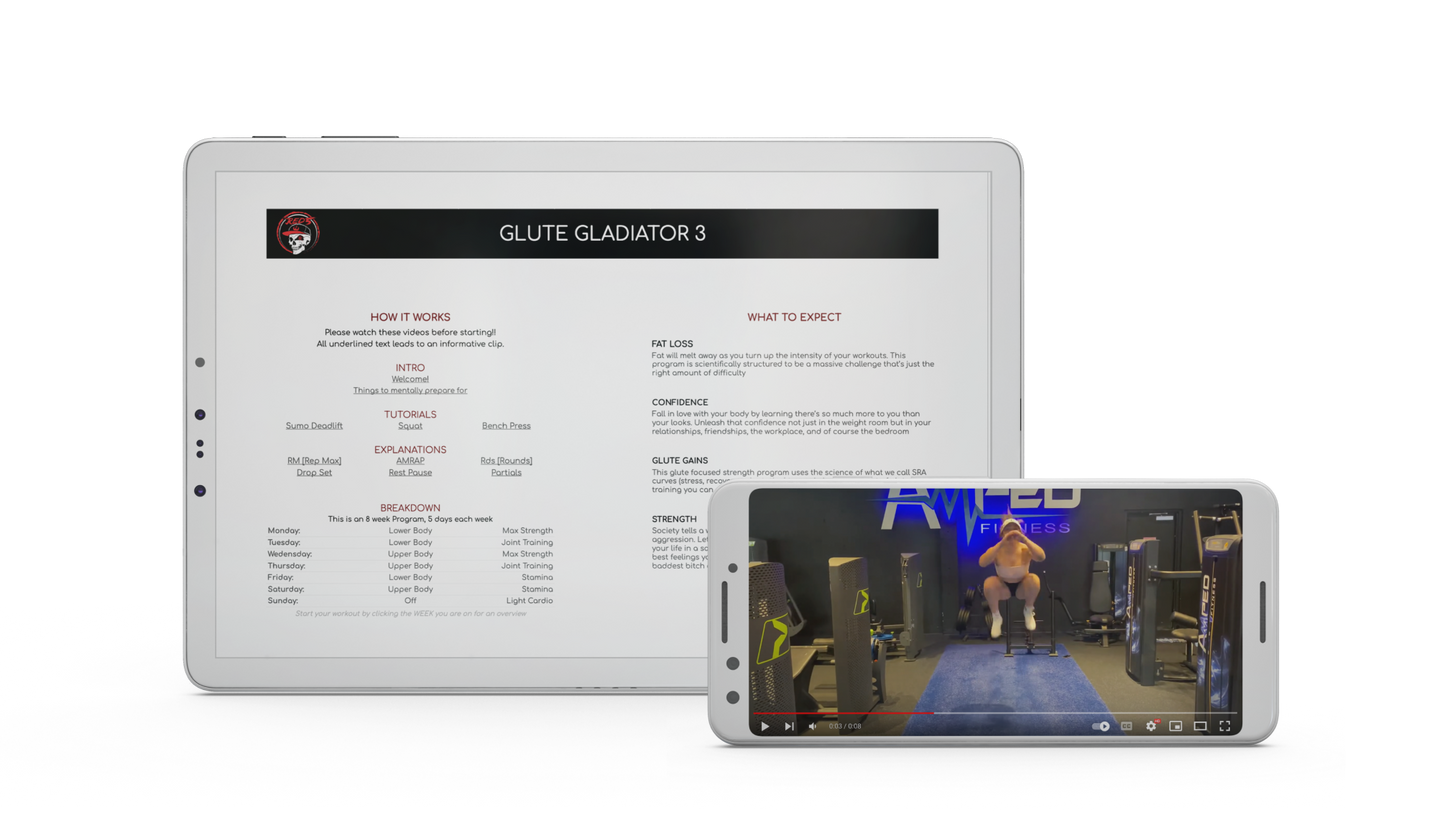 Glute Gladiator 3 Intro on tablet with Mobile video example