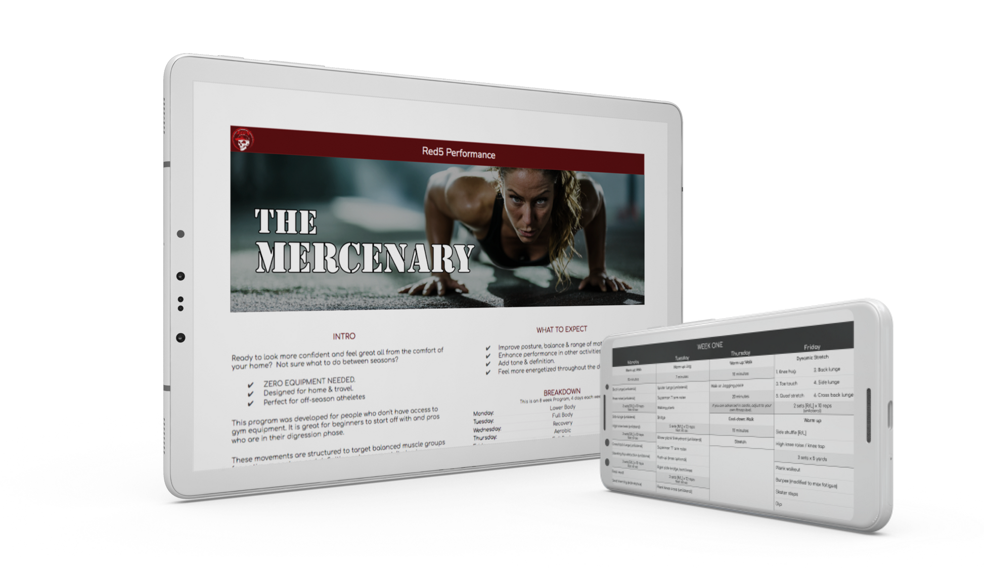 The Mercenary Cover on tablet with Mobile Week one
